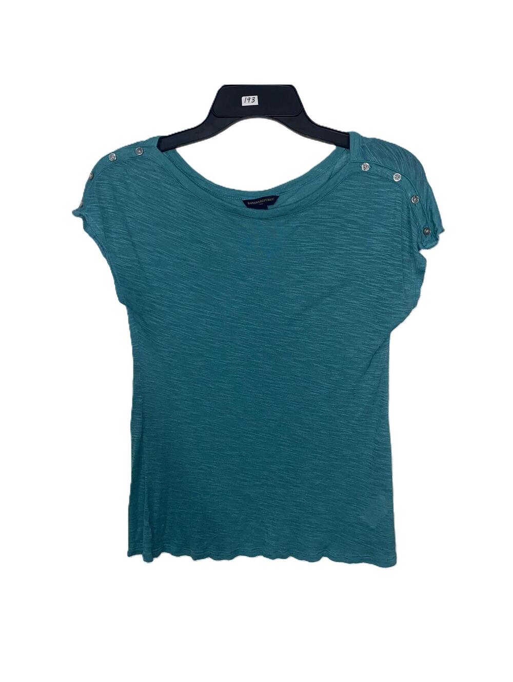 Banana Republic Teal Button Shoulder Slub Knit Y2K Baby Tee Top Small